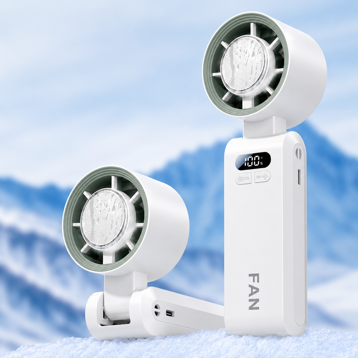 Personal Misting Fan Portable Handheld with Ice Compartment Rechargeable 3 Speeds Neck Strap for Outdoor Sports Travel Gym