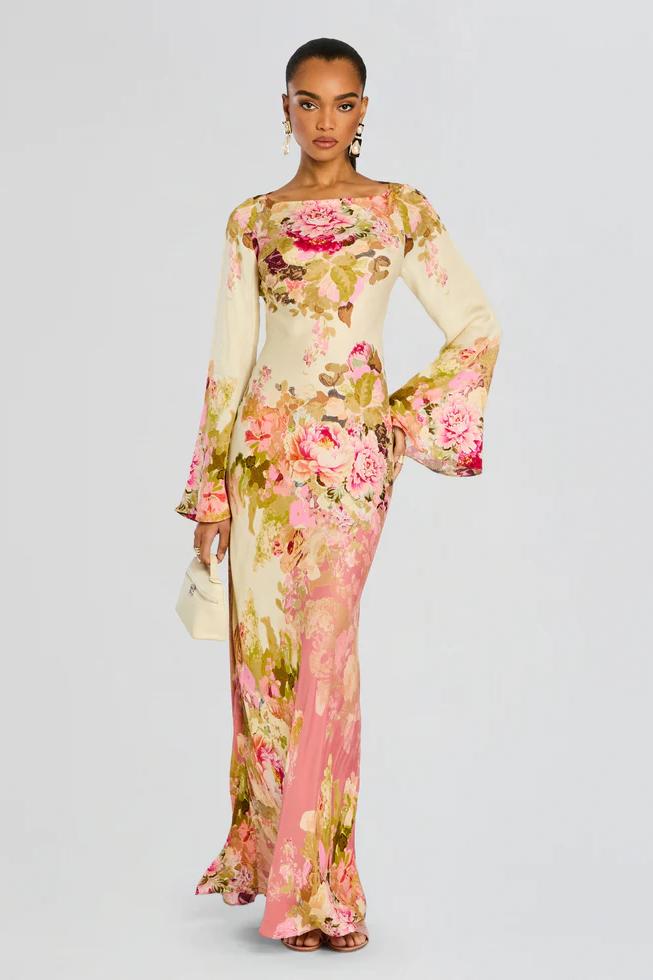 Aithne | Elegant Floral Mini Formal Evening Gown for Women