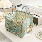 Floral Canvas Storage Basket Lightweight Durable Machine Washable Decorative Organizer