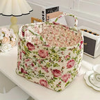 Floral Canvas Storage Basket Lightweight Durable Machine Washable Decorative Organizer
