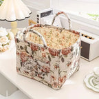 Floral Canvas Storage Basket Lightweight Durable Machine Washable Decorative Organizer