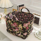 Floral Canvas Storage Basket Lightweight Durable Machine Washable Decorative Organizer