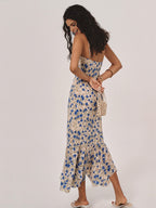 Harrow Akua floral maxi summer dress for women with spaghetti straps, ruched front, perfect for warm weather and casual outings.