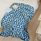 Floriva Checkerboard Daisy Throw Blanket Soft Microfiber Lightweight 51x63 Machine Washable