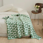 Floriva Checkerboard Daisy Throw Blanket Soft Microfiber Lightweight 51x63 Machine Washable