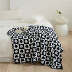 Floriva Checkerboard Daisy Throw Blanket Soft Microfiber Lightweight 51x63 Machine Washable