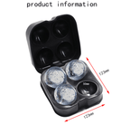 Silicone Ice Ball Mold for 4 Large Round Ice Cubes Reusable Dishwasher Safe BPA-Free