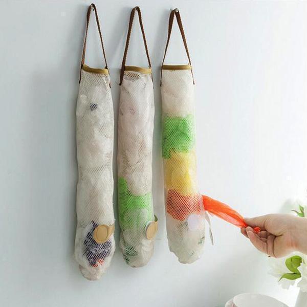 Fruit and Vegetable Storage Mesh Bag Hanging Organizer with Velcro Closure Breathable Reusable 40cm x 11cm