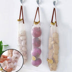 Fruit and Vegetable Storage Mesh Bag Hanging Organizer with Velcro Closure Breathable Reusable 40cm x 11cm