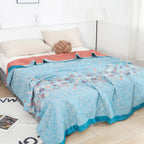 Lightweight Cotton Gauze Blanket Floral Design 59x79 Inches Soft Breathable Throw