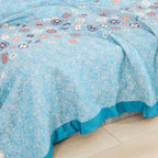 Lightweight Cotton Gauze Blanket Floral Design 59x79 Inches Soft Breathable Throw