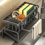 Harrow Sinky Stainless Steel Kitchen Dish Rack with Draining Tray and Cutlery Holder Silver 45x30x15cm