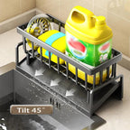 Harrow Sinky Stainless Steel Kitchen Dish Rack with Draining Tray and Cutlery Holder Silver 45x30x15cm