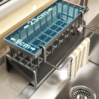 Harrow Sinky Stainless Steel Kitchen Dish Rack with Draining Tray and Cutlery Holder Silver 45x30x15cm