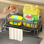 Harrow Sinky Stainless Steel Kitchen Dish Rack with Draining Tray and Cutlery Holder Silver 45x30x15cm