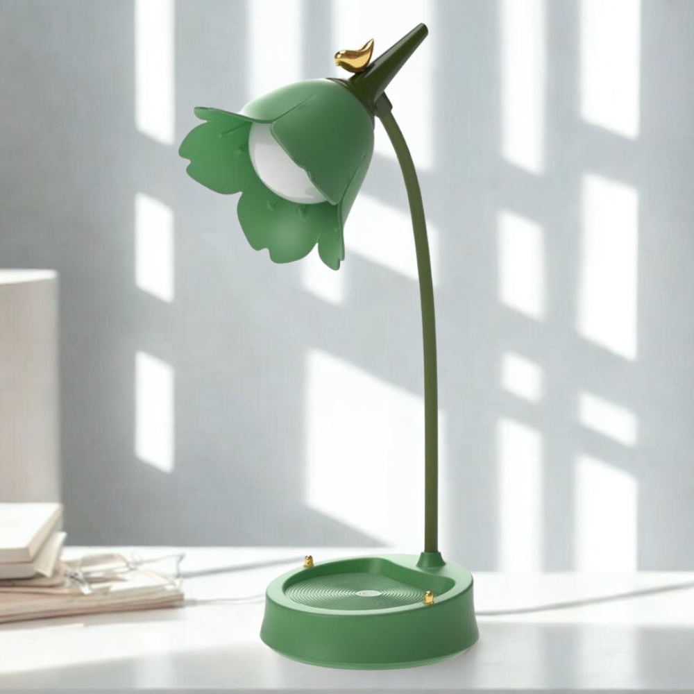 Modern Flower LED Table Lamp Touch-Activated USB Rechargeable Warm Light ABS Plastic