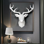 3D Resin Deer Sculpture Wall Art Modern Geometric Abstract Home Decor 38x29x13cm