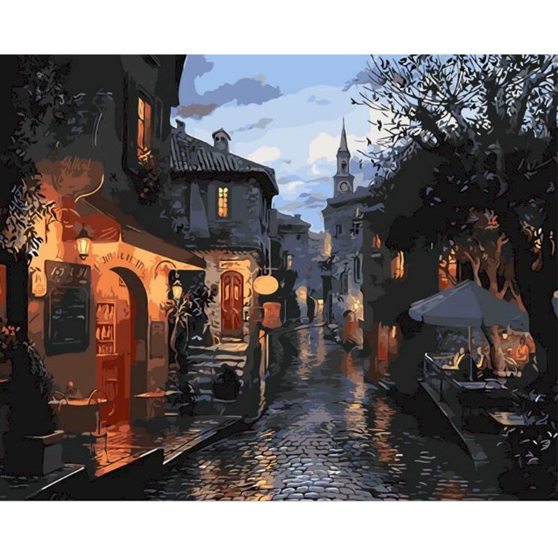 Paint By Number City Portrait Kit with Acrylic Paints and Brushes on Cotton Canvas 16x20 to 23.6x29.5 Inch
