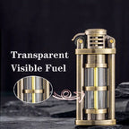 Transparent Windproof Metal Kerosene Flame Lighter Brass Compact 72mm