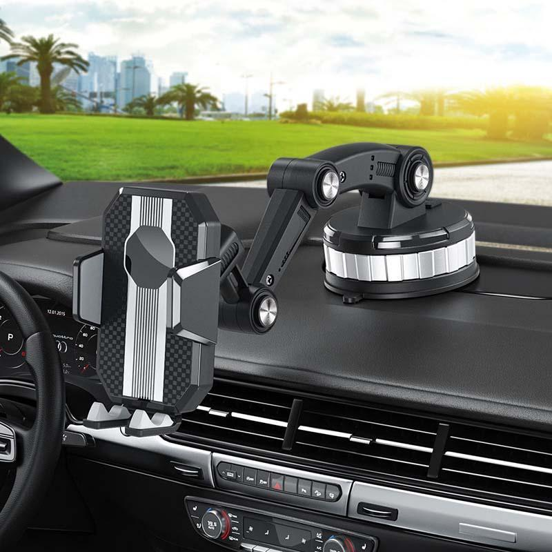 Car Phone Holder Strong Suction Adjustable Mount 360° Rotation Black