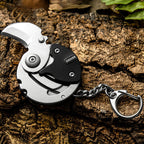 Mini Hiking Survival Keychain Tool Metal Compact with Knife Saw Fire Starter Compass