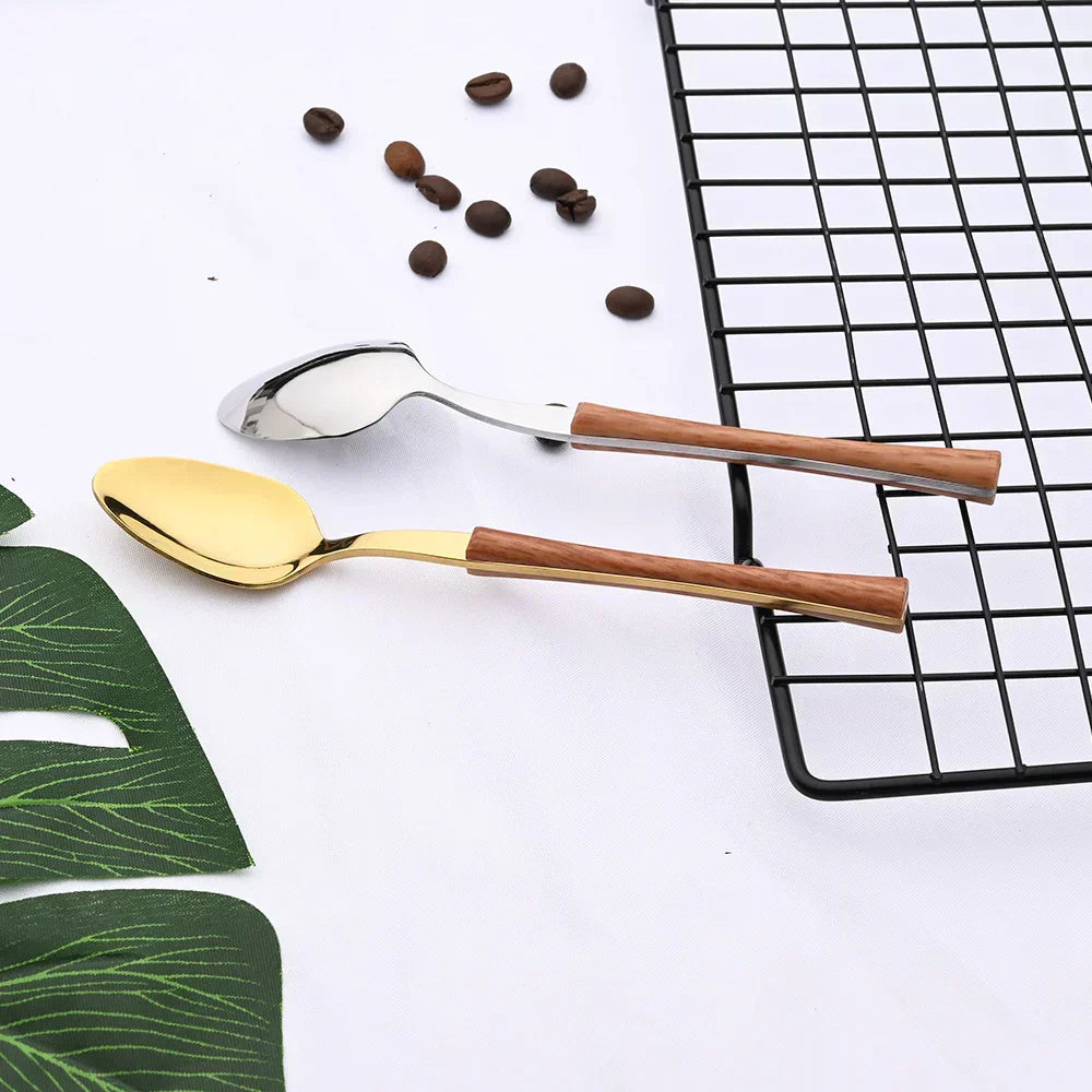 RusticDining Stainless Steel Cutlery Set with Wooden Handles Durable Dishwasher Safe Flatware