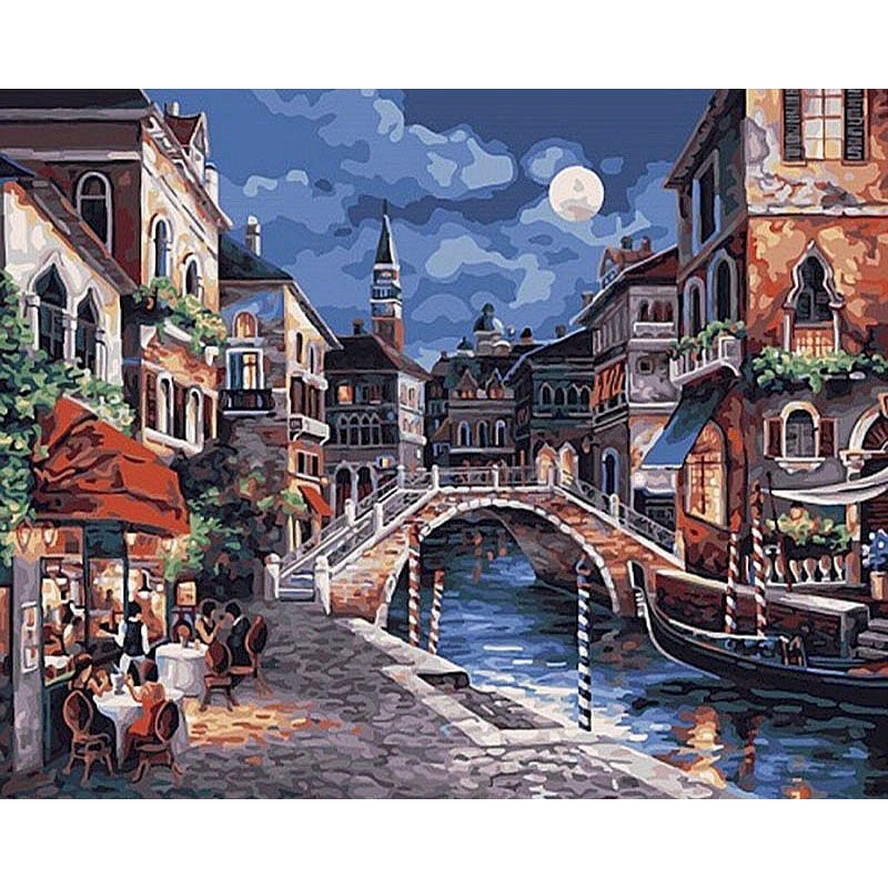 Paint By Number City Portrait Kit with Acrylic Paints and Brushes on Cotton Canvas 16x20 to 23.6x29.5 Inch