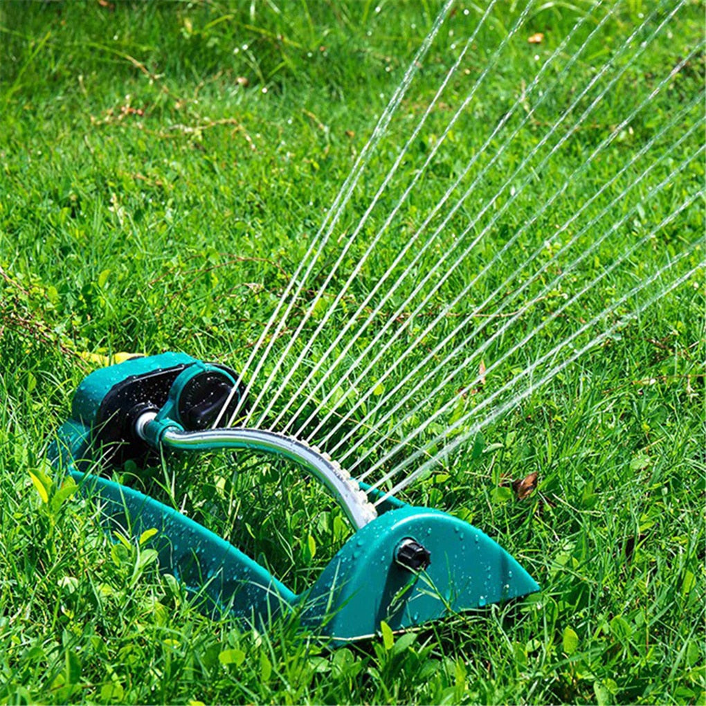 Automatic Swing Water Sprinkler Aluminum Tube 15 Nozzles 8-10m Spray Distance Portable Garden Lawn Sprinkler