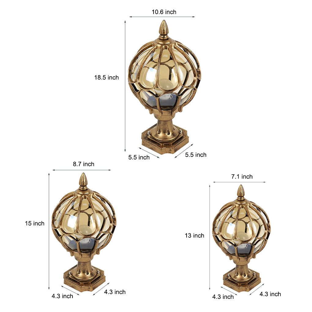 Vintage Outdoor LED Pier Mount Post Light Clear Glass Globe Black Bronze Aluminum