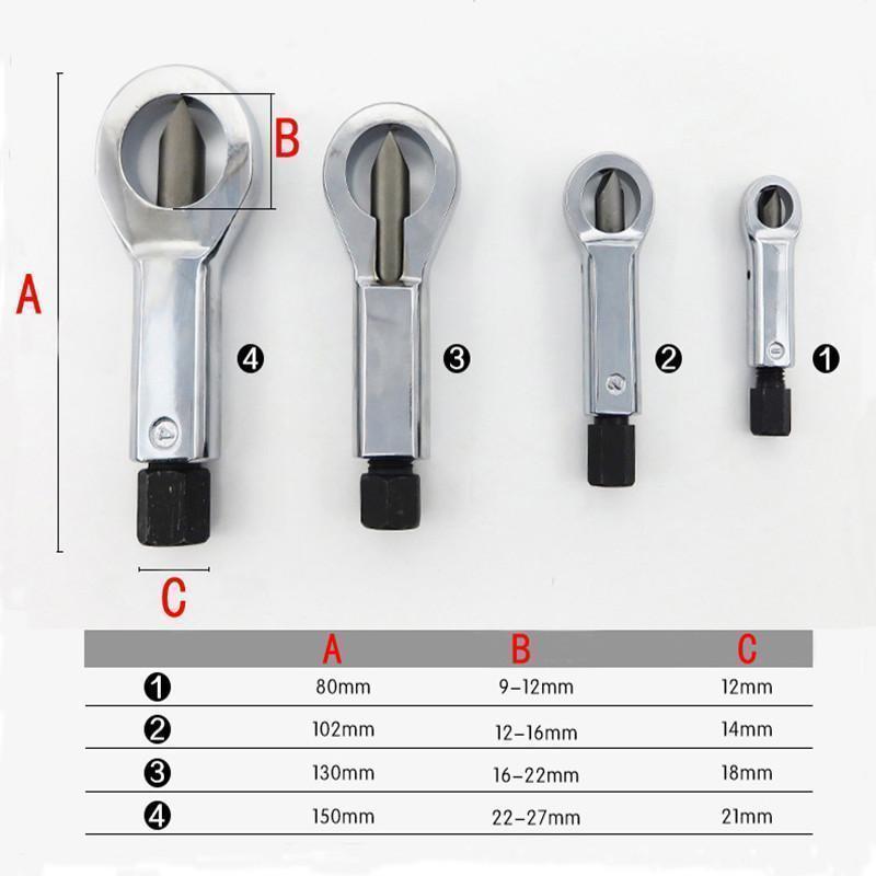 Heavy-Duty Nut Splitter Tool Kit with Hardened Steel Blades for Removing Rusty and Damaged Nuts 9-27mm