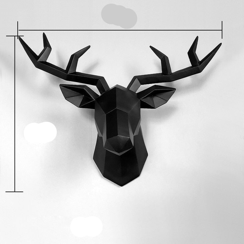 3D Resin Deer Sculpture Wall Art Modern Geometric Abstract Home Decor 38x29x13cm