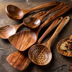 NordTeak 7-Piece Kitchen Utensil Set Premium Teak Wood Cooking Tools