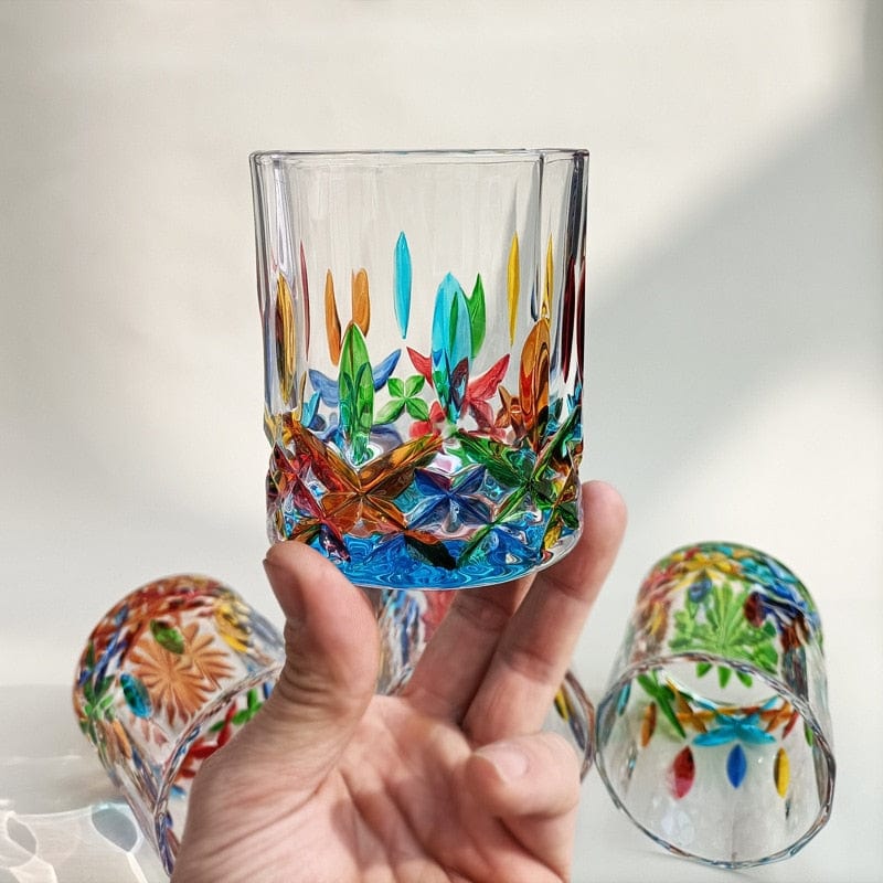 Hand-Painted Murano Glass Tumbler 201-300ml Handcrafted Colorful Drinking Glass