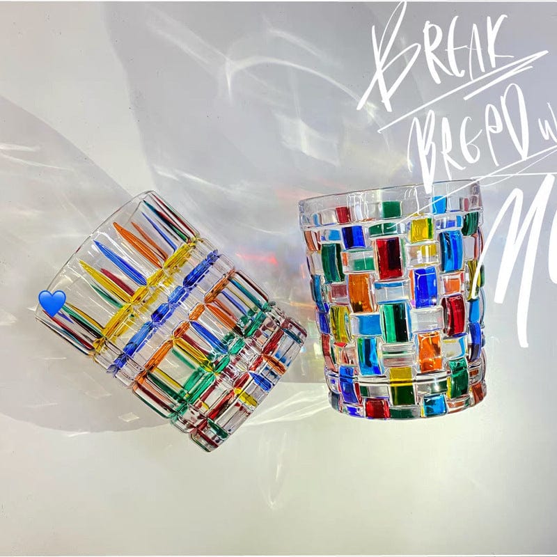 Hand-Painted Murano Glass Tumbler 201-300ml Handcrafted Colorful Drinking Glass