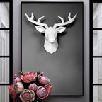 3D Resin Deer Sculpture Wall Art Modern Geometric Abstract Home Decor 38x29x13cm