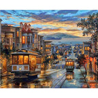 Paint By Number City Portrait Kit with Acrylic Paints and Brushes on Cotton Canvas 16x20 to 23.6x29.5 Inch