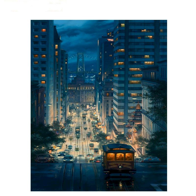Paint By Number City Portrait Kit with Acrylic Paints and Brushes on Cotton Canvas 16x20 to 23.6x29.5 Inch