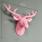 3D Resin Deer Sculpture Wall Art Modern Geometric Abstract Home Decor 38x29x13cm