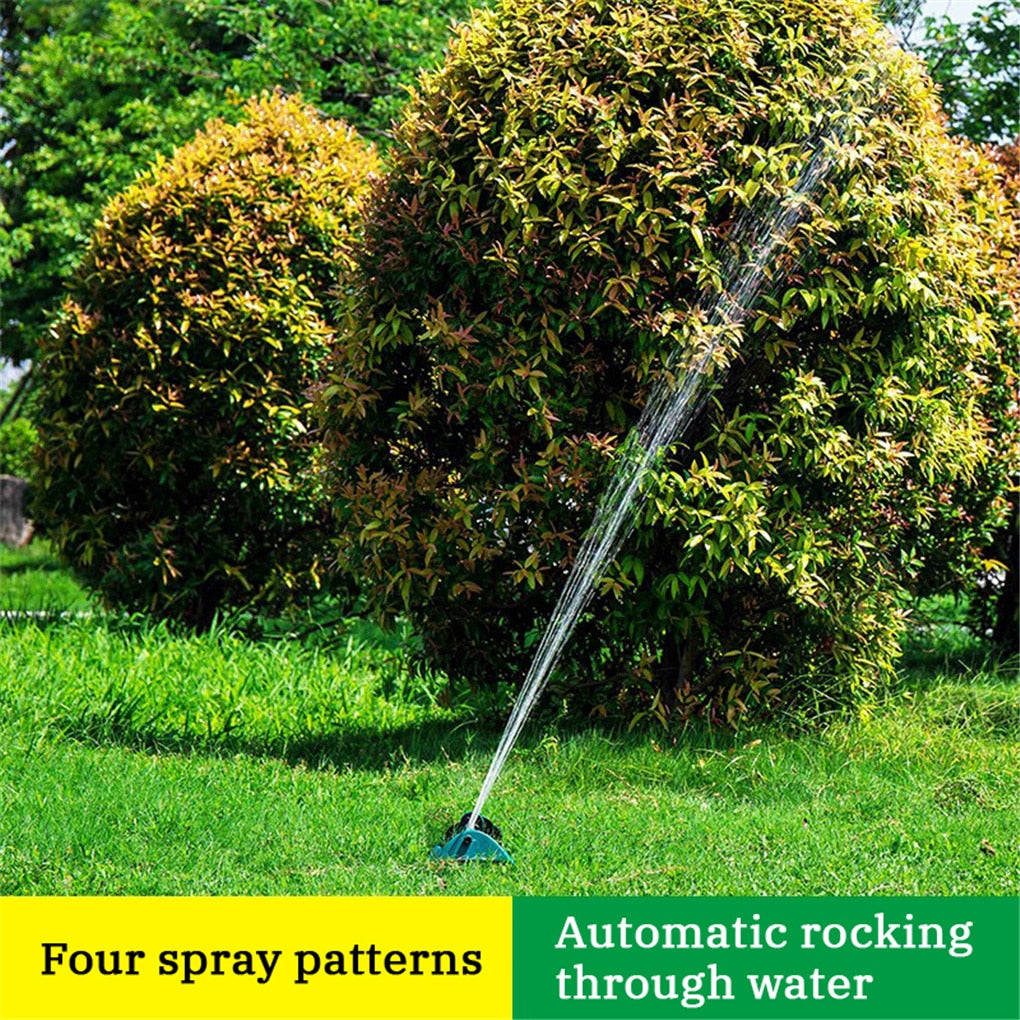 Automatic Swing Water Sprinkler Aluminum Tube 15 Nozzles 8-10m Spray Distance Portable Garden Lawn Sprinkler