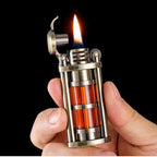 Transparent Windproof Metal Kerosene Flame Lighter Brass Compact 72mm