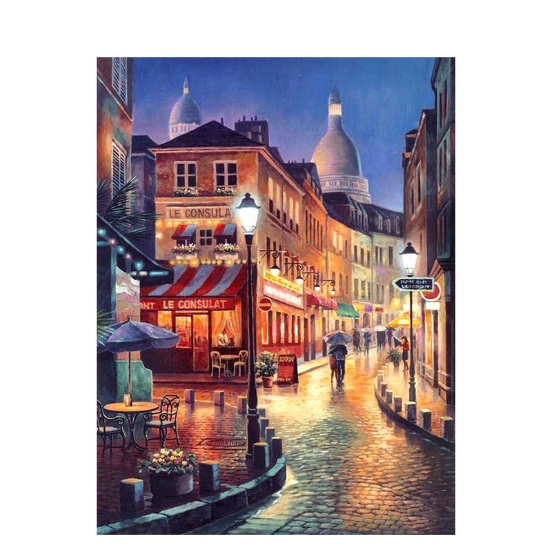 Paint By Number City Portrait Kit with Acrylic Paints and Brushes on Cotton Canvas 16x20 to 23.6x29.5 Inch