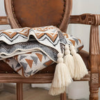 Geometric Boho Fleece Blanket Soft Cozy Throw for Sofa Bed and Outdoor Use