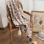 Geometric Boho Fleece Blanket Soft Cozy Throw for Sofa Bed or Outdoor Use