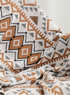 Geometric Boho Fleece Blanket Soft Cozy Throw for Sofa Bed or Outdoor Use