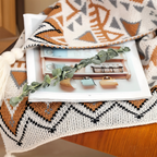 Geometric Boho Fleece Blanket Soft Cozy Throw for Sofa Bed and Outdoor Use