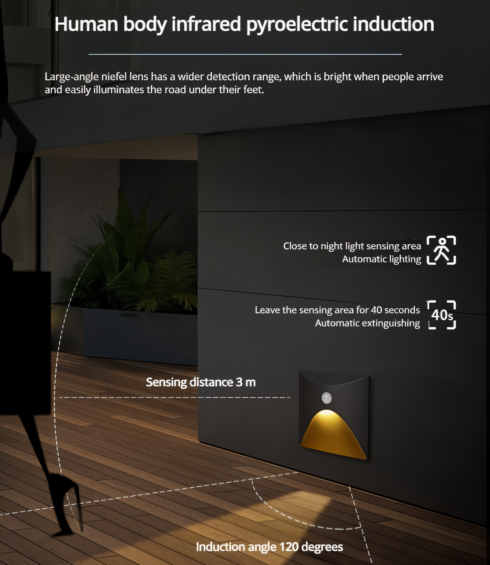 LuminiPath Waterproof IP65 LED Wall Light Motion Sensor Aluminum Indoor Outdoor 3W Warm White Cool White