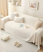 LuxuraWrap Plush Sofa Cover Non-Slip Pet-Friendly Couch Protector Geometric Design Fits Up to 4 Seats