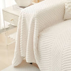 LuxuraWrap Plush Sofa Cover Non-Slip Pet-Friendly Couch Protector Geometric Design Fits Up to 4 Seats
