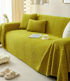 LuxuraWrap Plush Sofa Cover Non-Slip Pet-Friendly Couch Protector Geometric Design Fits Up to 4 Seats