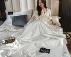 FLUFFINA Satin-Feel Synthetic Fiber Bedding Set Soft Smooth Luxury Comfort All-Season Queen King Sizes